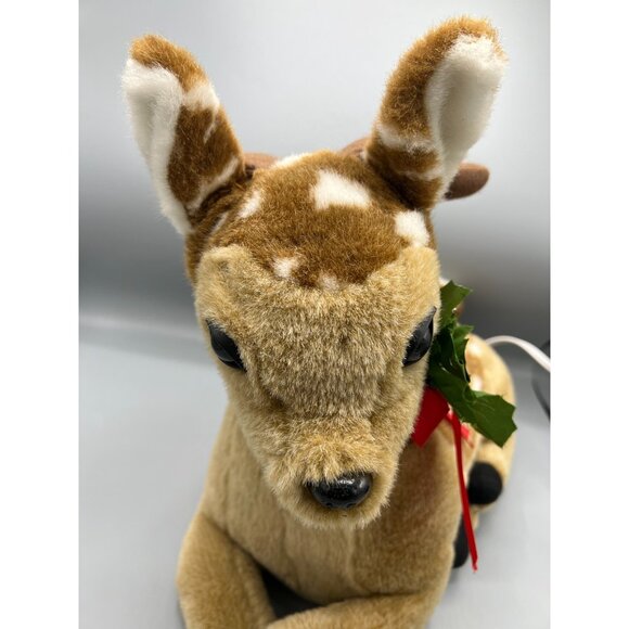 VTG Animated Sitting Reindeer Large 14" Plush Christmas Decor by Santa's Best - Picture 9 of 12